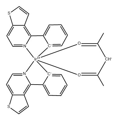 乙酰丙酮酸二(4-苯基-噻吩[3,2-C]吡啶-C2,N)合铱(III), 1258323-36-2, 结构式