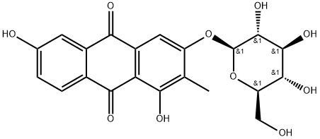 3-(β-D-Glucopyranosyloxy)-1,6-dihydroxy-2-methyl-9,10-anthracenedione,125906-49-2,结构式