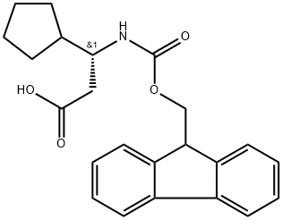 (3R)-3-cyclopentyl-3-({[(9H-fluoren-9-yl)methoxy]carbonyl}amino)propanoic acid 结构式