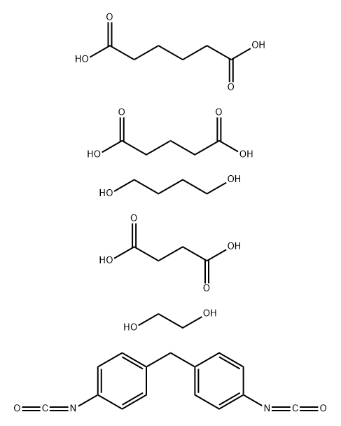 Hexanedioic acid, polymer with butanedioic acid, 1,4-butanediol, 1,2-ethanediol, 1,1-methylenebis4-isocyanatobenzene and pentanedioic acid 结构式