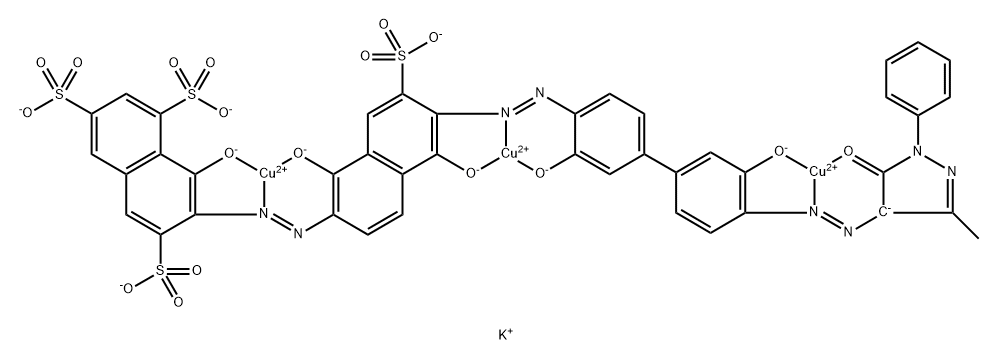 Cuprate(4-), [μ3-[7-[[6-[[4'-[(4,5-dihydro- 3-methyl-5-oxo-1-phenyl-1H-pyrazol-4-yl)azo ]-3,3'-dihydroxy[1,1'-biphenyl]-4-yl]azo]-1,5-dihydrox y-7-sulfo-2-naphthalenyl]azo]-8-hydroxy-1,3 ,6-naphthalenetrisulfonato(10-)]]tri-, tetrapotassium Structure