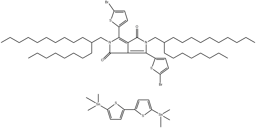 Poly{2,2'-[(2,5-bis(2-octyldodecyl)-3,6-dioxo-2,3,5,6-tetrahydropyrrolo[3,4-c ]pyrrole-1,4-diyl)]dithiophene-5,5'-diyl-alt-2,2'-bithiophene-5,5'-diyl} Structure