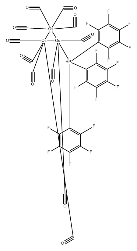 undecacarbonyl(tris(pentafluorophenyl)phosphine)triosmium Struktur