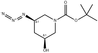 1-Piperidinecarboxylic acid, 3-azido-5-hydroxy-, 1,1-dimethylethyl ester, (3R,5S)- Structure