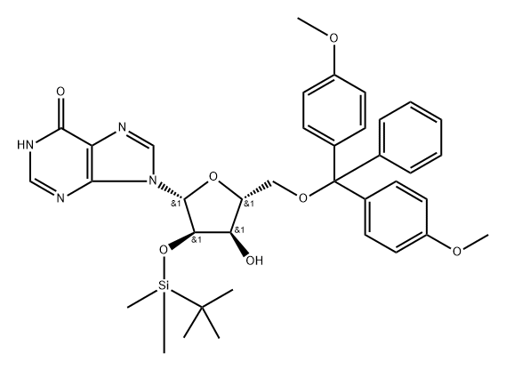 Inosine, 5'-O-[bis(4-methoxyphenyl)phenylmethyl]-2'-O-[(1,1-dimethylethyl)dimethylsilyl]- Struktur