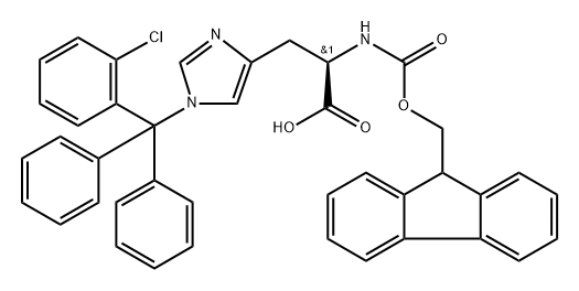 D-Histidine, 1-[(2-chlorophenyl)diphenylmethyl]-N-[(9H-fluoren-9-ylmethoxy)carbonyl]- 结构式