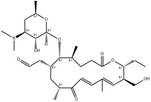 2-[(2R,3R,4E,6E,9R,11R,12R,13S)-12-[(2S,3R,4S,6R)-4-dimethylamino-3-hy droxy-6-methyl-oxan-2-yl]oxy-2-ethyl-3-(hydroxymethyl)-5,9,13-trimethy l-8,16-dioxo-1-oxacyclohexadeca-4,6-dien-11-yl]acetaldehyde Structure
