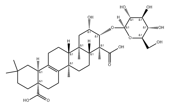 27-Norolean-13-ene-23,28-dioic acid, 3-(β-D-glucopyranosyloxy)-2-hydroxy-, (2β,3β,4α)-, 1287702-60-6, 结构式