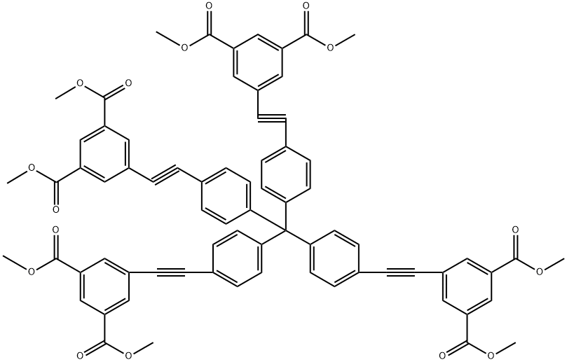 octamethyl 5,5',5'',5'''-[methanetetrayltetrakis(4,1-phenyleneethyne-2,1-diyl)]tetraisophthalate Structure