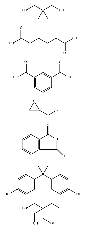 1,3-Benzenedicarboxylic acid, polymer with (chloromethyl)oxirane, 2,2-dimethyl-1,3-propanediol, 2-ethyl-2-(hydroxymethyl)-1,3-propanediol, hexanedioic acid, 1,3-isobenzofurandione and 4,4-(1-methylethylidene)bisphenol Structure