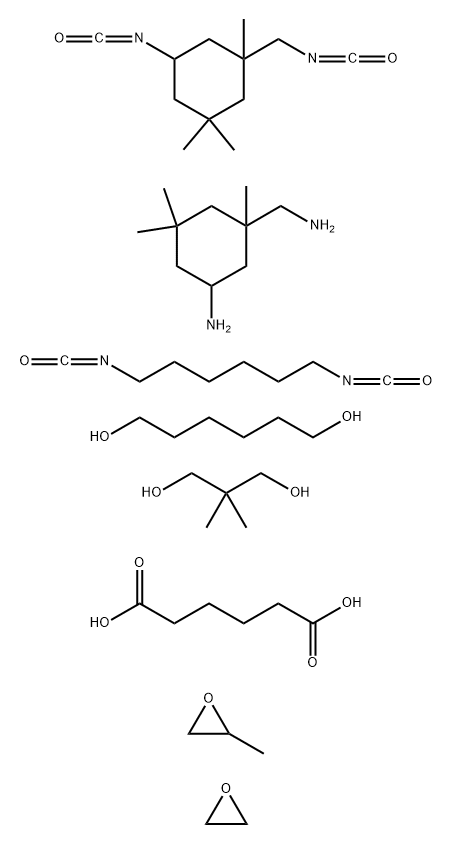 Hexanedioic acid, polymer with 5-amino-1,3,3-trimethylcyclohexanemethanamine, 1,6-diisocyanatohexane, 2,2-dimethyl-1,3-propanediol, 1,6-hexanediol, 5-isocyanato-1-(isocyanatomethyl) -1,3,3-trimethylcyclohexane, methyloxirane and oxirane, block 结构式