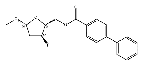 Methyl 2,3-dideoxy-3-fluoro-beta-D-erythro-pentofuranoside [1,1'-biphenyl]-4-carboxylate Structure