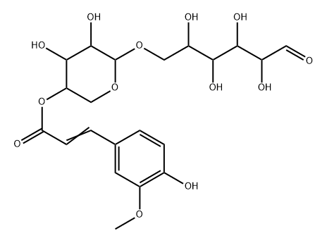 O-(4-O-feruloyl-alpha-xylopyranosyl)-(1-6)-glucopyranose Structure