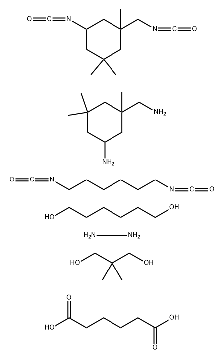Hexanedioic acid, polymer with 5-amino-1,3,3-trimethylcyclohexanemethanamine, 1,6-diisocyanatohexane, 2,2-dimethyl-1,3-propanediol, 1,6-hexanediol, hydrazine and 5-isocyanato-1-(isocyanatomethyl) -1,3,3-trimethylcyclohexane Structure