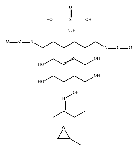 Sulfurous acid, monosodium salt, polymer with 1,4-butanediol, 2-butene-1,4-diol, 1,6-diisocyanatohexane and methyloxirane, Me Et ketone oxime-blocked Struktur