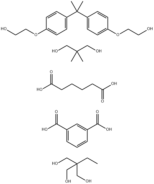 1,3-Benzenedicarboxylic acid, polymer with 2,2-dimethyl-1,3-propanediol, 2-ethyl-2-(hydroxymethyl)-1,3-propanediol, hexanedioic acid and 2,2'-[(1-methylethylidene) bis(4,1-phenyleneoxy)]bis[ethanol] Struktur