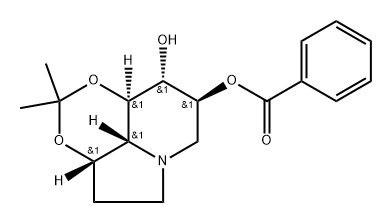 1,3-Dioxino4,5,6-hiindolizine-8,9-diol, octahydro-2,2-dimethyl-, 8-benzoate, 3aS-(3a.alpha.,8.alpha.,9.beta.,9a.beta.,9b.alpha.)- Structure