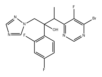 4-Pyrimidineethanol, 6-bromo-α-(2,4-difluorophenyl)-5-fluoro-β-methyl-α-(1H-1,2,4-triazol-1-ylmethyl)-,1307315-04-3,结构式