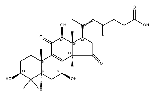 Lanosta-8,20(22)-dien-26-oic acid, 3,7,12-trihydroxy-11,15,23-trioxo-, (3β,7β,12β)- Struktur