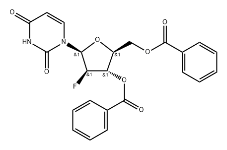 1-(3,5-Di-O-benzoyl-2-deoxy-2-fluoro-beta-L-arabinofuranosyl)-2,4(1H,3H)-pyrimidinedione Structure