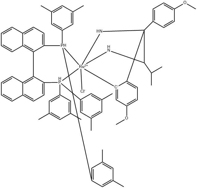 Chloro{(S)-(-)-2,2'-bis[di(3,5-xylyl) phosphino]-1,1'-binaphthyl}[(2S)- (+)-1-(4-Methoxyphenyl)-1 (4-Methoxyphenyl-kC)-3-Methyl-1,2-butanediaMine]rutheniuM(II)  (S)-RUCY XylBINAP Struktur
