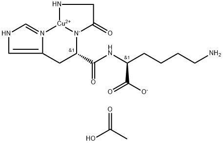 Copper, [glycyl-κN-L-histidyl-κN,κN3-L-lysinato(2-)]-, acetate (1:2) Structure