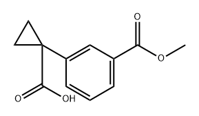 Benzoic acid, 3-(1-carboxycyclopropyl)-, 1-methyl ester Structure
