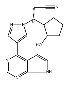 1H-Pyrazole-1-propanenitrile, β-(2-hydroxycyclopentyl)-4-(7H-pyrrolo[2,3-d]pyrimidin-4-yl)-, (βR)- Structure