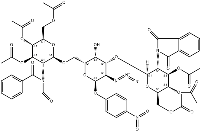 4-Nitrophenyl O-3,4,6-tri-O-acetyl-2-deoxy-2-(1,3-dihydro-1,3-dioxo-2H-isoindol-2-yl)-β-D-glucopyranosyl-(1→3)-O-[3,4,6-tri-O-acetyl-2-deoxy-2-(1,3-dihydro-1,3-dioxo-2H-isoindol-2-yl)-β-D-glucopyranosyl-(1→6)]-2-azido-2-deoxy-α-D-galactopyranoside