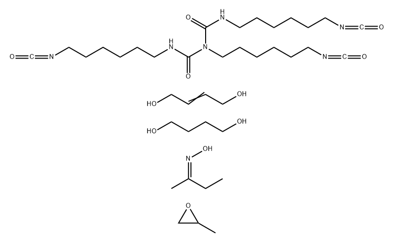 Imidodicarbonic diamide, N,N',2-tris(6-isocyanatohexyl)-, polymer with 1,4-butanediol, 2-butene-1,4-diol and methyloxirane, bisulfited, Me Et ketone oxime-blocked Structure