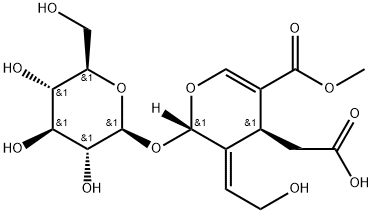 (2S)-3-[(E)-2-Hydroxyethylidene]-2β-(β-D-glucopyranosyloxy)-2,3-dihydro-5-(methoxycarbonyl)-4H-pyran-4α-acetic acid Structure