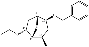 8-Oxabicyclo3.2.1octane, 6-ethoxy-4-methyl-2-(phenylmethoxy)-, 1R-(2-exo,4-exo,6-endo)- 化学構造式