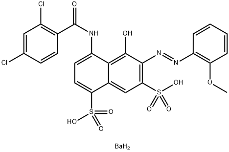 4-[(2,4-ジクロロベンゾイル)アミノ]-5-ヒドロキシ-6-[(2-メトキシフェニル)アゾ]-1,7-ナフタレンジスルホン酸/バリウム,(1:1) 化学構造式