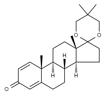 17-spiro(5,5-dimethyl-1,3-dioxan-2-yl)androsta-1,4-diene-3-one Struktur