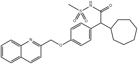 Cycloheptaneacetamide, N-(methylsulfonyl)-α-[4-(2-quinolinylmethoxy)phenyl]-, 133012-00-7, 结构式