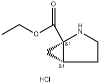 2-Azabicyclo[3.1.0]hexane-1-carboxylic acid, ethyl ester, hydrochloride (1:1), (1S,5R)- Structure