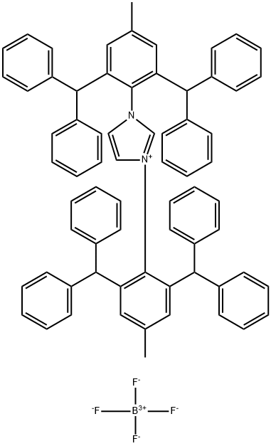 1,3-双(2,6-二苯基甲基-4-甲基苯基)咪唑四氟硼酸盐 结构式