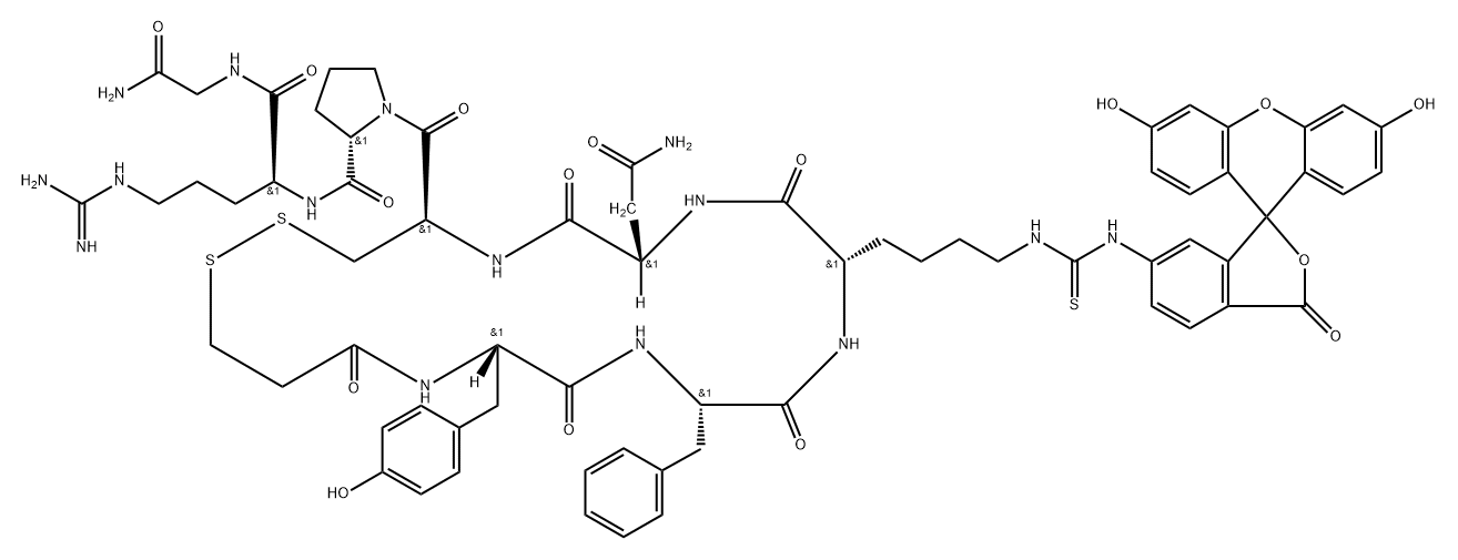 vasotocin, 1-desamino-fluorescein-Lys(4)-Arg(8)- Struktur