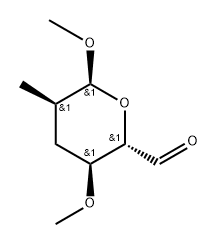Methyl 2,3-dideoxy-2-methyl-4-O-methyl-a-D-ribo-hexodialdo-1,5-pyranoside Struktur