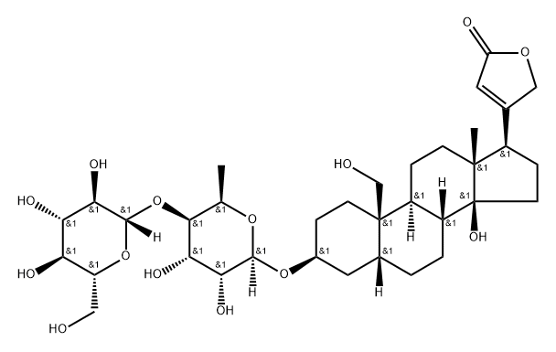 3β-[6-Deoxy-4-O-(β-D-glucopyranosyl)-β-D-glucopyranosyloxy]-14,19-dihydroxy-5β-card-20(22)-enolide Struktur