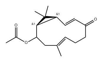 (1R,4E,9E,11S)-4,12,12-trimethyl-8-oxobicyclo[9.1.0]dodeca-4,9-dien-2-yl acetate Struktur