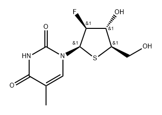 2’-Deoxy-2’-fluoro-5-methyl-4’-thio-beta-D-arabinouridine Structure