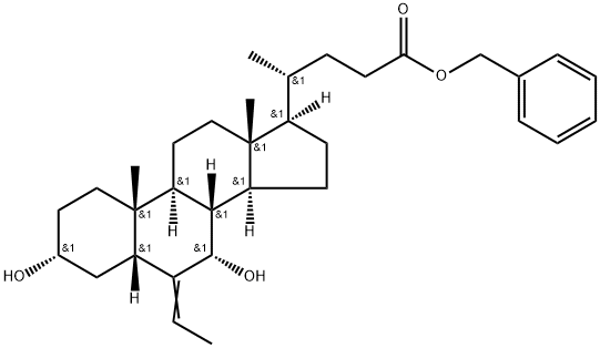 benzyl 3α,7α-dihydroxy-6-ethyliden-5β-cholan-24-oate Struktur