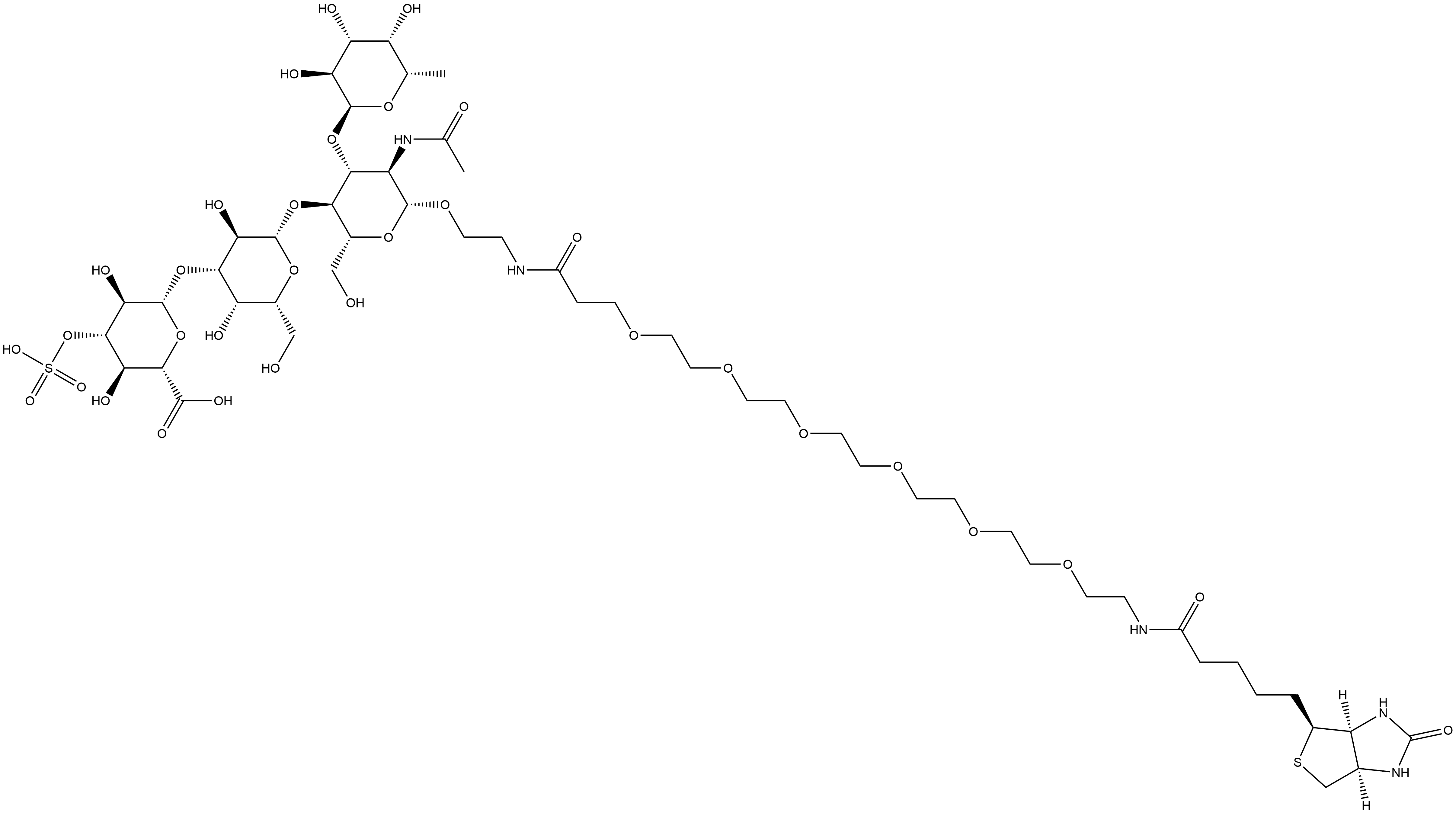 (3aS,4S,6aR)-Hexahydro-2-oxo-N-[21-oxo-24-[[O-3-O-sulfo-β-D-glucopyranuronosyl-(1→3)-O-β-D-galactopyranosyl-(1→4)-O-[6-deoxy-α-L-galactopyranosyl-(1→3)]-2-(acetylamino)-2-deoxy-β-D-glucopyranosyl]oxy]-3,6,9,12,15,18-hexaoxa-22-azatetracos-1-yl]-1H-thieno[3,4-d]imidazole-4-pentanamide Structure
