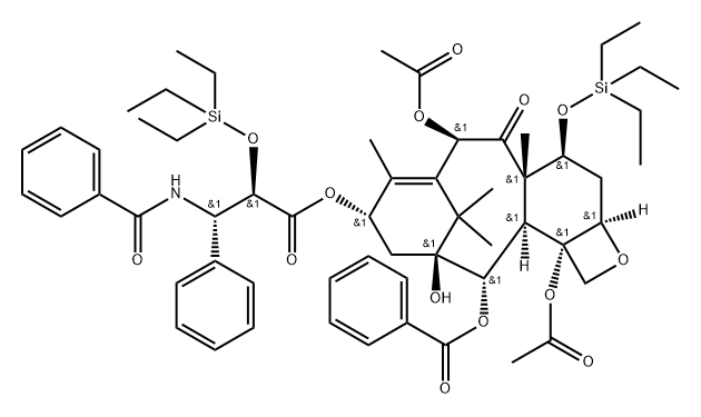 Benzenepropanoic acid, β-(benzoylamino)-α-[(triethylsilyl)oxy]-, (2aR,4S,4aS,6R,9S,11S,12S,12aR,12bS)-6,12b-bis(acetyloxy)-12-(benzoyloxy)-2a,3,4,4a,5,6,9,10,11,12,12a,12b-dodecahydro-11-hydroxy-4a,8,13,13-tetramethyl-5-oxo-4-[(triethylsilyl)oxy]-7,11-methano-1H-cyclodeca[3,4]benz[1,2-b]oxet-9-yl ester, (αR,βS)- Structure