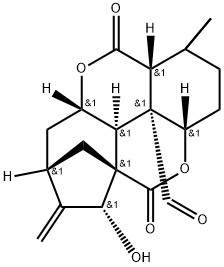 11bH-5a,8-Methano-5H-4,10-dioxacyclohepta[cd]phenalene-11b-carboxaldehyde, dodecahydro-6-hydroxy-1,1-dimethyl-7-methylene-5,11-dioxo-, (3aS,5aS,6R,8S,9aS,11aR,11bR,11cS)- Structure
