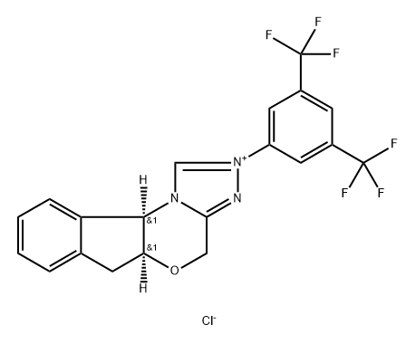 4H,6H-Indeno[2,1-b][1,2,4]triazolo[4,3-d][1,4]oxazinium, 2-[3,5-bis(trifluoromethyl)phenyl]-5a,10b-dihydro-, chloride (1:1), (5aS,10bR)- Structure