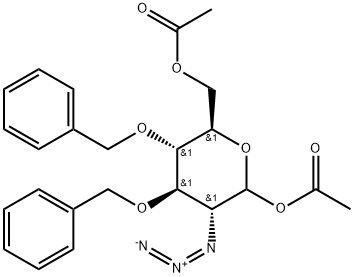 D-Glucopyranose, 2-azido-2-deoxy-3,4-bis-O-(phenylMethyl)-, 1,6-diacetate 化学構造式