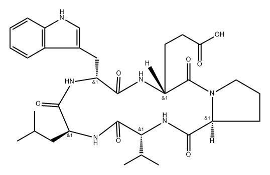 cyclo(glutamyl-prolyl-valyl-leucyl-tryptophyl) Structure