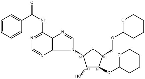 N6-benzoyl-9-(3,5-di-O-tetrahydropyran-2-yl-β-D-arabinofuranosyl)adenine 化学構造式